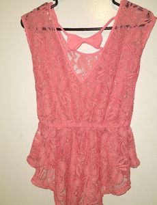 Lace tank top shirt pink size small